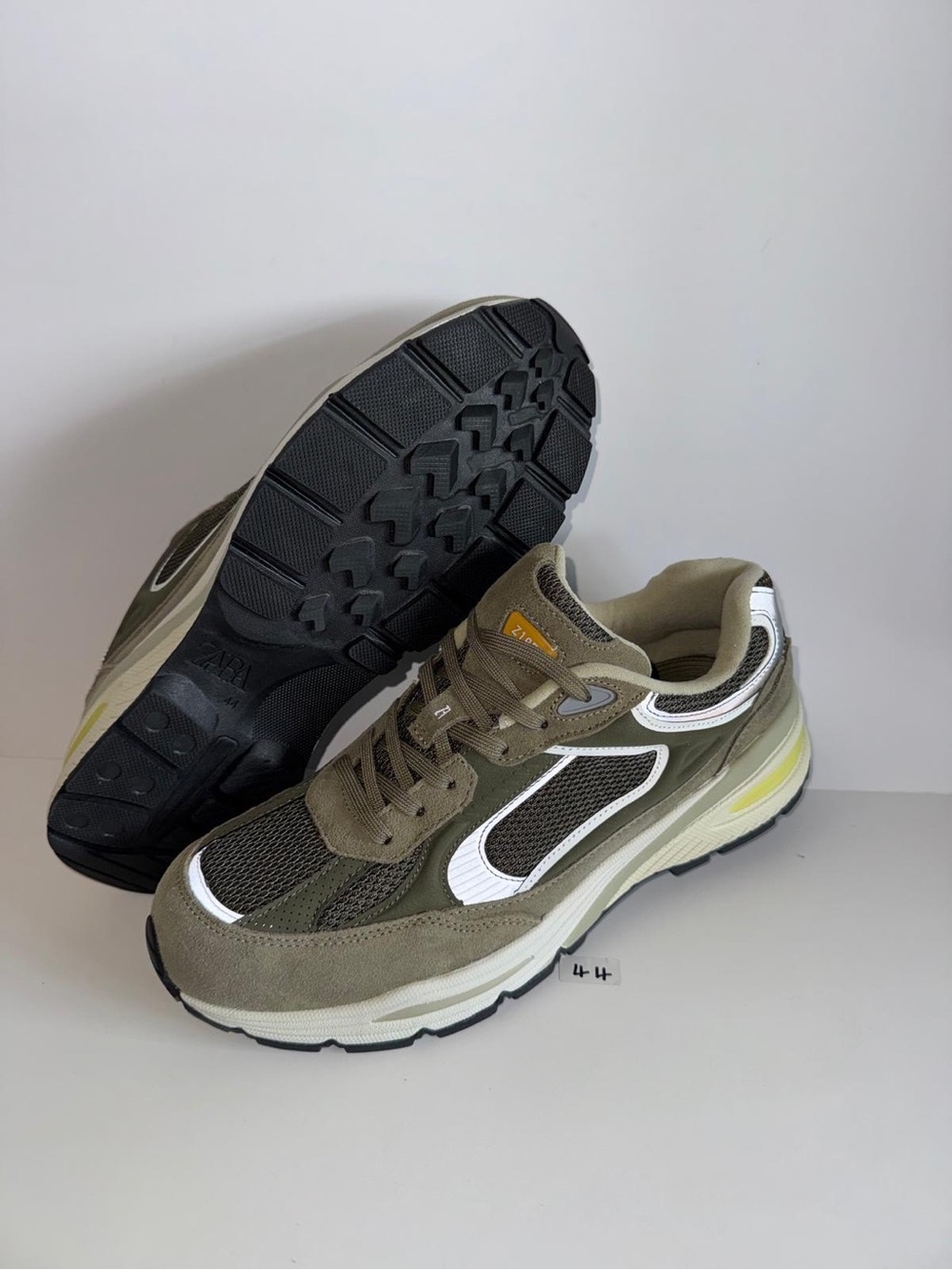 Zara Olive Green, White & Yellow Men's Sneakers